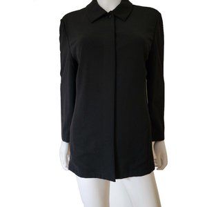 Talbots Womens Top Black Solid Long Sleeve Blouse Shirt Casual